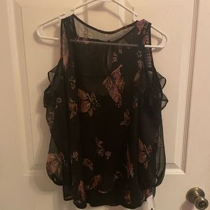 NWT Mudd Girls Butterfly Sheer top with Black Tank Top underneath | medium |